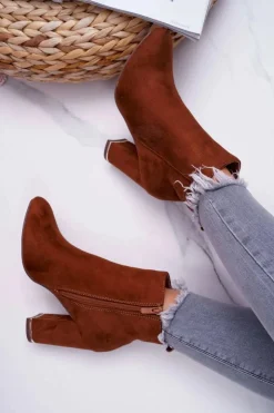 Clearance Boto Botki Damskie Na Obcasie Camel Sadie