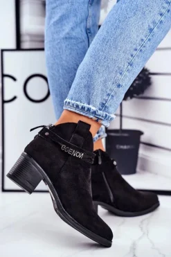 Buty damskie Vinceza Botki Na Słupku|Czarne Botki*Botki Damskie Na Obcasie Ocieplane Czarne Fevim