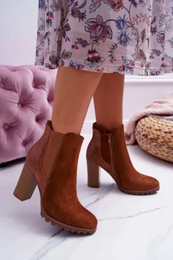 Boto Botki Damskie Na Obcasie Camel Mondego