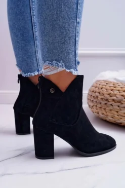 Best Buty Sergio Leone Botki Damskie Na Obcasie Sergio Leone Czarne BT525