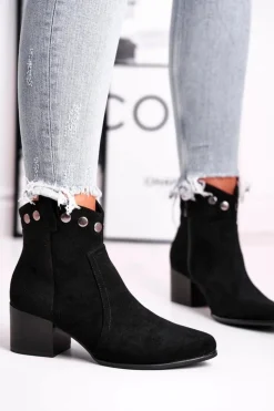 Buty Sergio Leone Czarne Botki|Botki Na Obcasie*Botki Damskie Na Obcasie Sergio Leone Czarne BT617