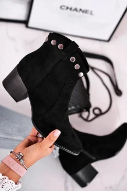 Buty Sergio Leone Czarne Botki|Botki Na Obcasie*Botki Damskie Na Obcasie Sergio Leone Czarne BT617