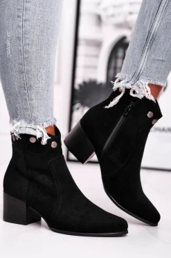 Buty Sergio Leone Czarne Botki|Botki Na Obcasie*Botki Damskie Na Obcasie Sergio Leone Czarne BT617