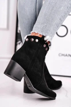 Buty Sergio Leone Czarne Botki|Botki Na Obcasie*Botki Damskie Na Obcasie Sergio Leone Czarne BT617