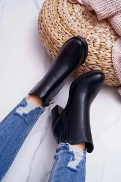 New Boto Botki Damskie Na Obcasie Czarne Serrena