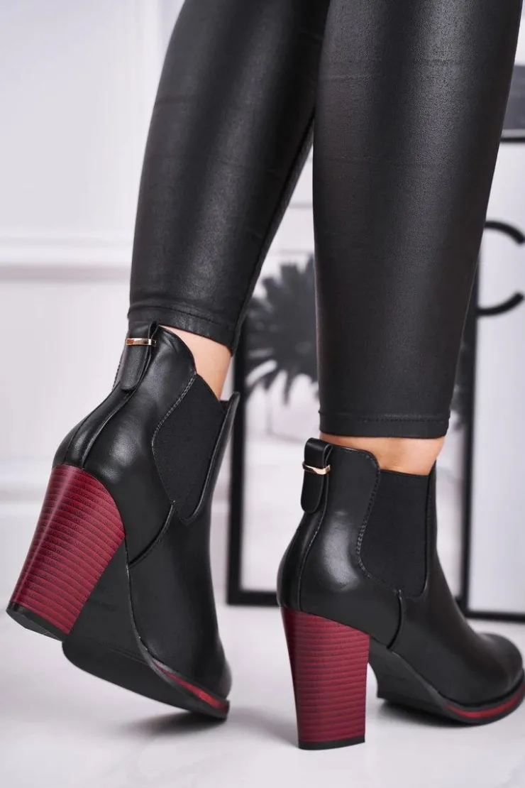 New Buty Sergio Leone Botki Damskie Na Obcasie Sergio Leone Czarne BT538