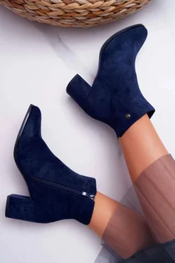 Buty Sergio Leone Botki Na Słupku|Botki Zimowe Damskie*Botki Damskie Na Obcasie Sergio Leone Granatowe BT520