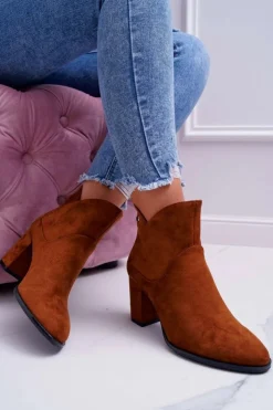 Damskie Buty Sergio Leone Botki Damskie Na Obcasie Sergio Leone Camel BT525