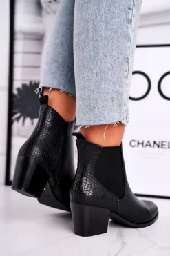 Sale Buty Sergio Leone Botki Damskie Na Obcasie Sergio Leone Czarne BT613