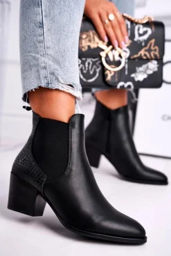 Sale Buty Sergio Leone Botki Damskie Na Obcasie Sergio Leone Czarne BT613