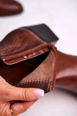 Buty Sergio Leone Botki Na Słupku|Czarne Botki*Botki Damskie Na Obcasie Sergio Leone Brązowe BT613