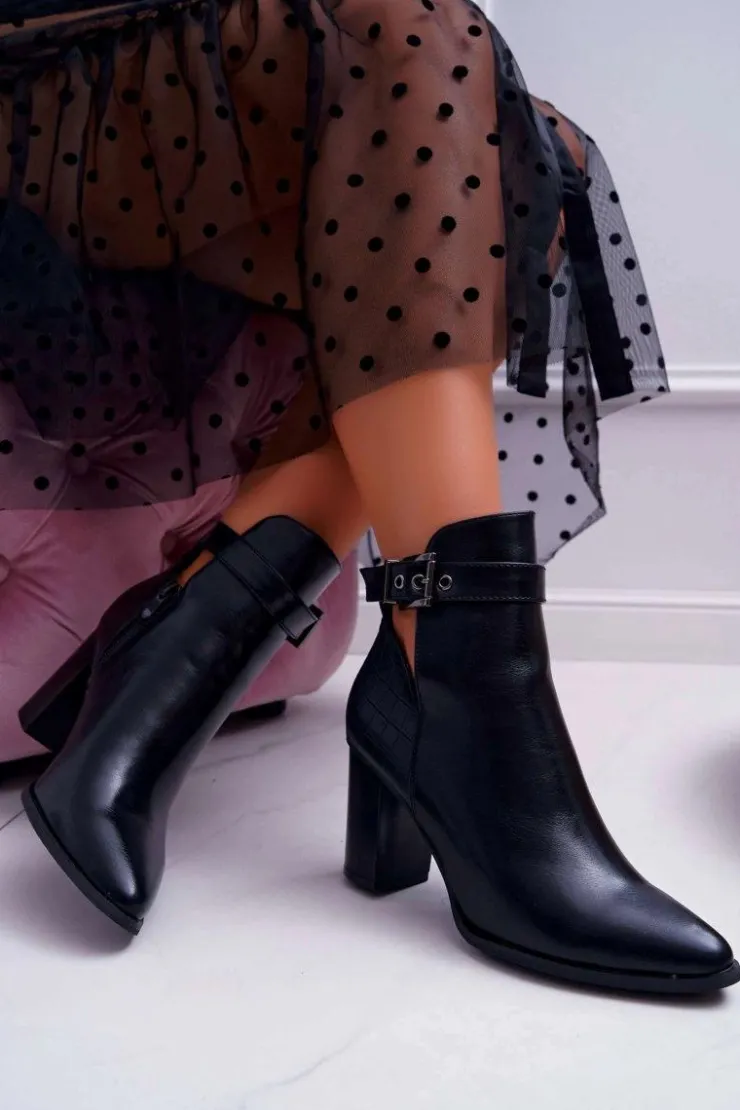 Best Boto Botki Damskie Na Obcasie Czarne Getren