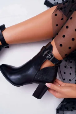 Best Boto Botki Damskie Na Obcasie Czarne Getren