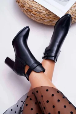 Best Boto Botki Damskie Na Obcasie Czarne Getren