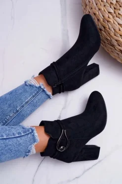 Damskie Damskie buty S.Barski Botki Damskie Na Obcasie Zamszowe Tola S.Barski