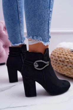 Damskie Damskie buty S.Barski Botki Damskie Na Obcasie Zamszowe Tola S.Barski