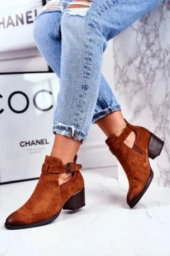 Best Buty damskie Vinceza Botki Damskie Na Obcasie Z Wycięciami Camel Sicily