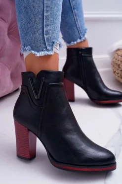 Buty Sergio Leone Botki Na Słupku|Botki Zimowe Damskie*Botki Damskie Na Obcasie Sergio Leone Czarne BT537