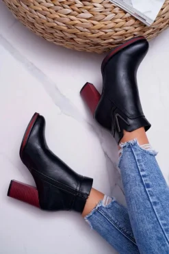 Buty Sergio Leone Botki Na Słupku|Botki Zimowe Damskie*Botki Damskie Na Obcasie Sergio Leone Czarne BT537