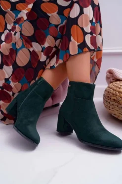 Buty Sergio Leone Botki Na Słupku|Botki Zimowe Damskie*Botki Damskie Na Obcasie Sergio Leone Zielone BT522