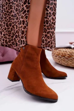 Hot Buty Sergio Leone Botki Damskie Na Obcasie Sergio Leone Camel BT520