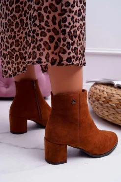 Hot Buty Sergio Leone Botki Damskie Na Obcasie Sergio Leone Camel BT520