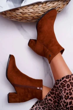 Hot Buty Sergio Leone Botki Damskie Na Obcasie Sergio Leone Camel BT520