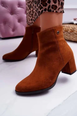 Hot Buty Sergio Leone Botki Damskie Na Obcasie Sergio Leone Camel BT520