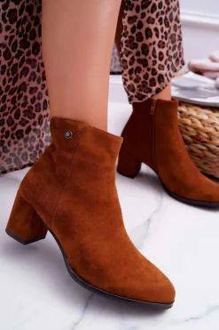 Hot Buty Sergio Leone Botki Damskie Na Obcasie Sergio Leone Camel BT520