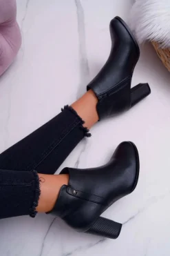 Buty Sergio Leone Botki Na Słupku|Botki Zimowe Damskie*Botki Damskie Na Obcasie Sergio Leone Czarne BT518