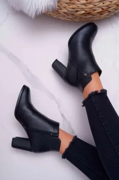 Buty Sergio Leone Botki Na Słupku|Botki Zimowe Damskie*Botki Damskie Na Obcasie Sergio Leone Czarne BT518