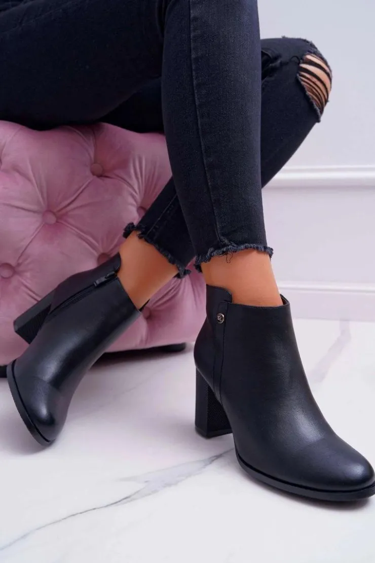 Buty Sergio Leone Botki Na Słupku|Botki Zimowe Damskie*Botki Damskie Na Obcasie Sergio Leone Czarne BT518