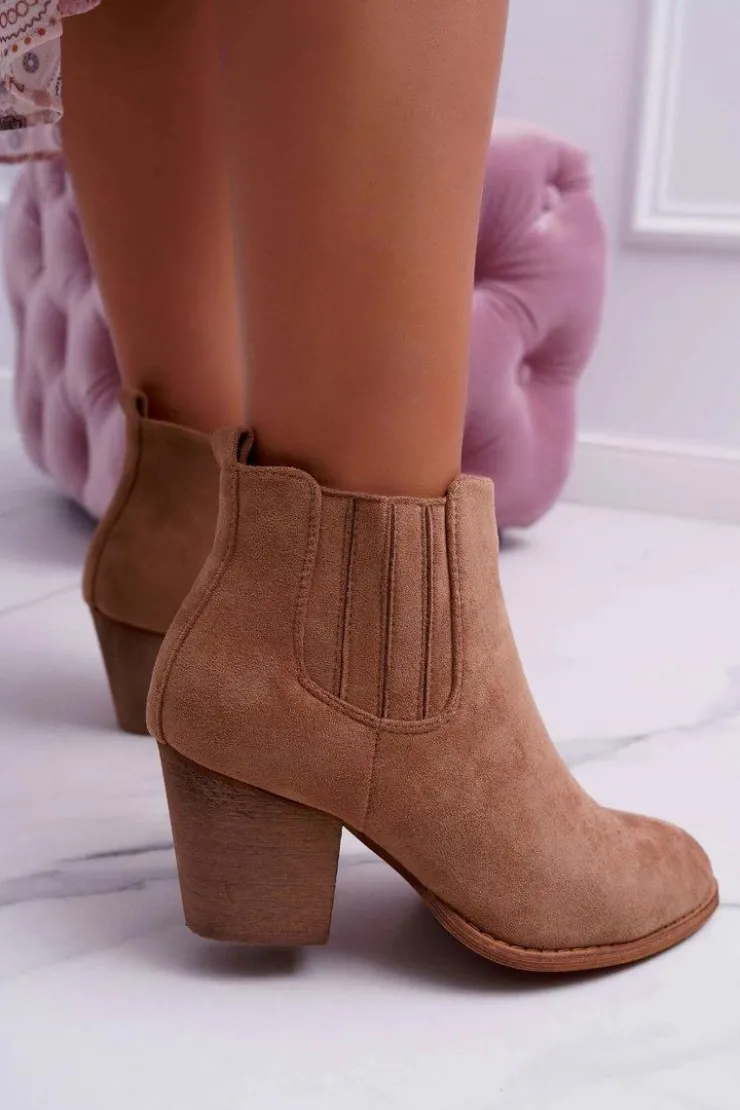 Boto Botki Na Słupku|Botki Zimowe Damskie*Botki Damskie Na Obcasie Zamszowe Beżowe Gomen