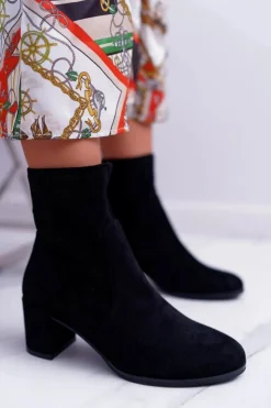 Buty Sergio Leone Botki Wiosenne|Botki Na Słupku*Botki Damskie Na Obcasie Wiosenne Sergio Leone Wsuwane Czarne LikeStar