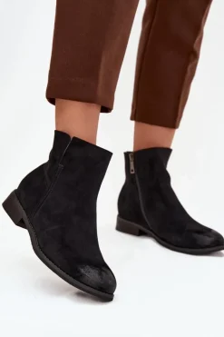 Discount Buty damskie Vinceza Botki Damskie Na Płaskim Obcasie Vinceza 39961 Czarne Czarny