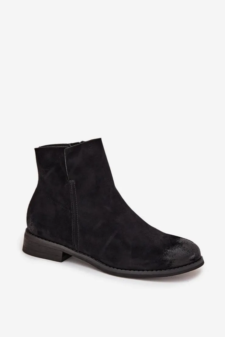 Discount Buty damskie Vinceza Botki Damskie Na Płaskim Obcasie Vinceza 39961 Czarne Czarny