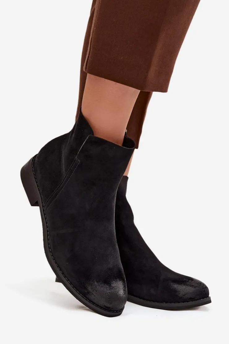 Discount Buty damskie Vinceza Botki Damskie Na Płaskim Obcasie Vinceza 39961 Czarne Czarny