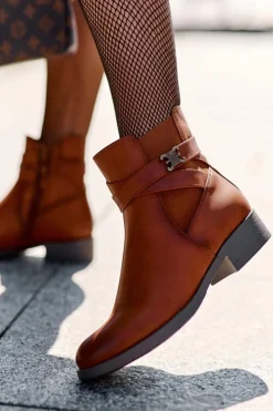 Boto Botki Zimowe Damskie|Brązowe I Beżowe Botki*Botki Damskie Na Płaskim Obcasie Brązowe Noria