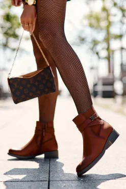 Boto Botki Zimowe Damskie|Brązowe I Beżowe Botki*Botki Damskie Na Płaskim Obcasie Brązowe Noria