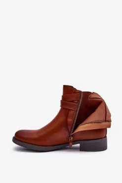 Boto Botki Zimowe Damskie|Brązowe I Beżowe Botki*Botki Damskie Na Płaskim Obcasie Brązowe Noria