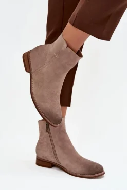 Damskie Buty damskie Vinceza Botki Damskie Na Płaskim Obcasie Vinceza 39961 Beżowe