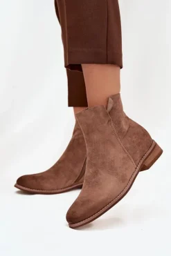 Buty damskie Vinceza Brązowe I Beżowe Botki|Botki Płaskie*Botki Damskie Na Płaskim Obcasie Vinceza 39961 Jasnobrązowe Brązowy