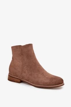 Buty damskie Vinceza Brązowe I Beżowe Botki|Botki Płaskie*Botki Damskie Na Płaskim Obcasie Vinceza 39961 Jasnobrązowe Brązowy