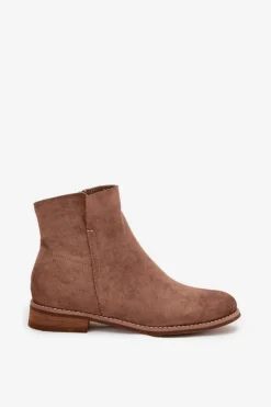 Buty damskie Vinceza Brązowe I Beżowe Botki|Botki Płaskie*Botki Damskie Na Płaskim Obcasie Vinceza 39961 Jasnobrązowe Brązowy