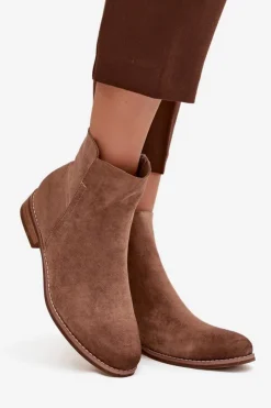 Buty damskie Vinceza Brązowe I Beżowe Botki|Botki Płaskie*Botki Damskie Na Płaskim Obcasie Vinceza 39961 Jasnobrązowe Brązowy