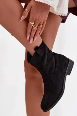 Damskie buty S.Barski Botki Ażurowe|Botki Płaskie*Botki Damskie Na Płaskim Obcasie Z Ażurowym Wzorem S.Barski HY52-530 Czarne Czarny