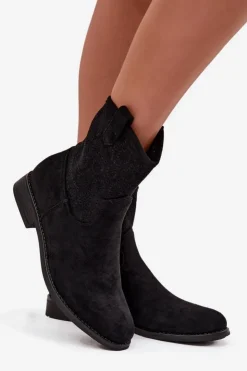 Damskie buty S.Barski Botki Ażurowe|Botki Płaskie*Botki Damskie Na Płaskim Obcasie Z Ażurowym Wzorem S.Barski HY52-530 Czarne Czarny