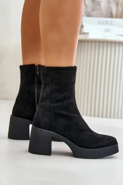 Sale Damskie buty S.Barski Botki Damskie Na Platformie I Masywnym Obcasie S.Barski HY42-739 Czarne