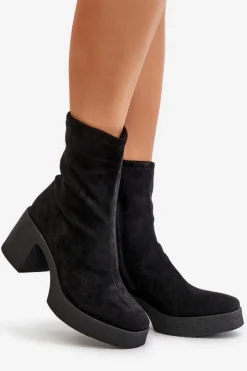 Sale Damskie buty S.Barski Botki Damskie Na Platformie I Masywnym Obcasie S.Barski HY42-739 Czarne