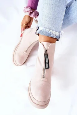 Boto Botki Damskie Na Platformie Beżowe Charlee